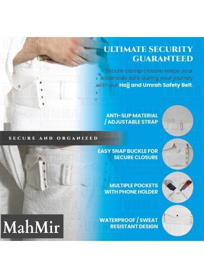MahMir Premium Ihram Belt for Men – Comfortable, Adjustable, White Belt for Hajj & Umrah, Unstitched, Waterproof, Follows Sunnah, Ideal for Ahram & Ehram - Image 2